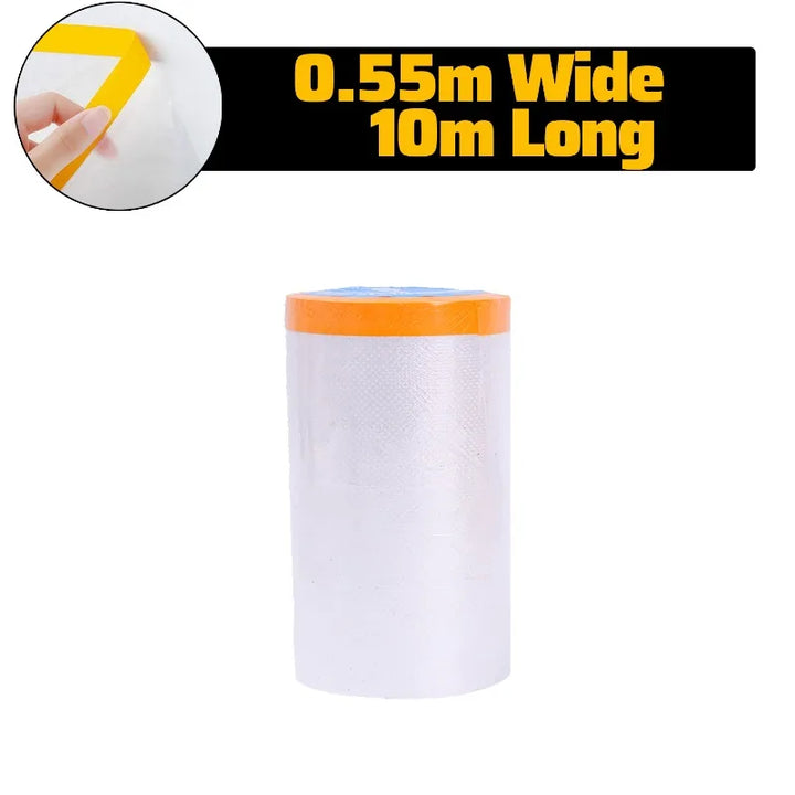 10/30m Disposable Cuttable Dust Film Self-adhesive Dustproof Film Plastic Paint Drop Cloth Sheeting Roll Pre-Taped Masking Films