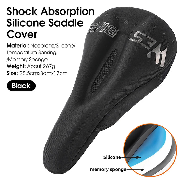 WEST BIKING Comfortable Bicycle Saddle Cover Breathable Rebound Silicone Foam Bike Seat Cover With Rain Cover Bike Accessories