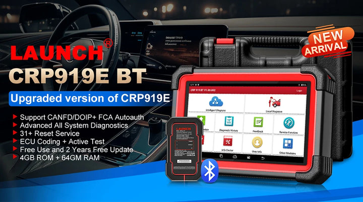 NEW LAUNCH X431 CRP919E BT OBD2 Scanner,Bidirectional Scan Tool,added CAN FD/DoIP,OE-Level All System Diagnostic,with BT adapter