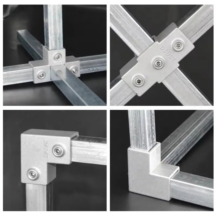 New Aluminum Alloy Square Tube Fixed Pipe Clamp Connector Accessories Aluminum Alloy Elbow Three-way Square