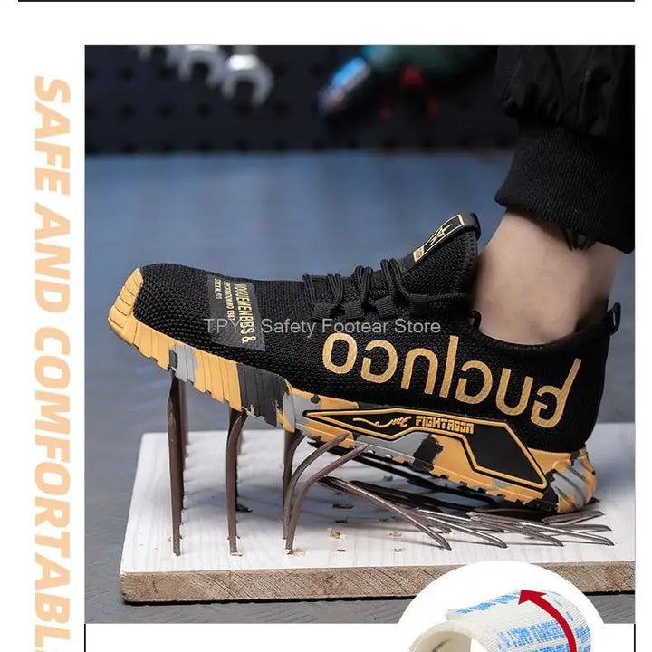 Lightweight Steel Toe Safety Shoes Men Anti-puncture Work Shoes Men Breathable Industrial Shoes Indestructible Work Safety Boots
