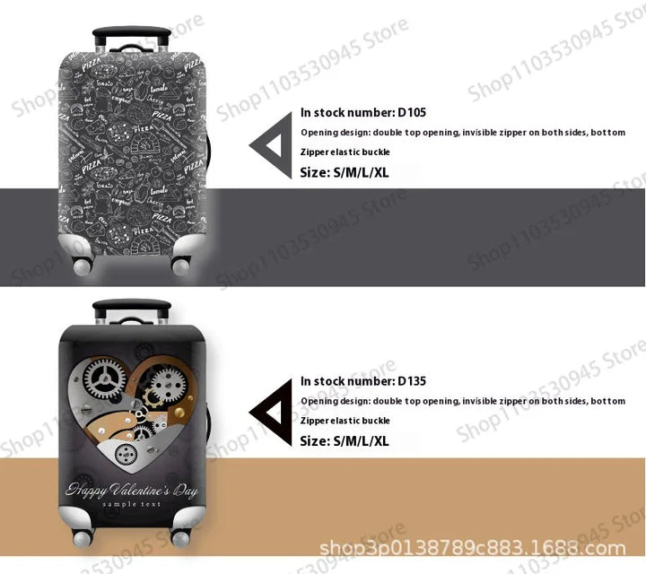 For18-32Inch Luggage Cover Elastic Suitcase Cover Full Body Print Suitcase Protective Case Suitcase Luggage Protector Dust Cover