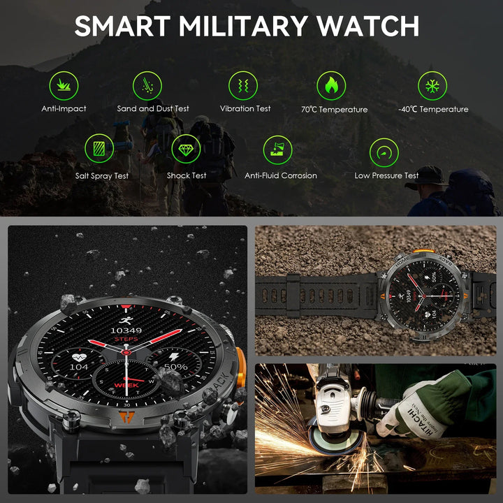 EIGIIS New Bluetooth Call Smart Watch Men Full Touch Screen Health Monitor Clock With Flashlight Men SmartWatch For ios  Android