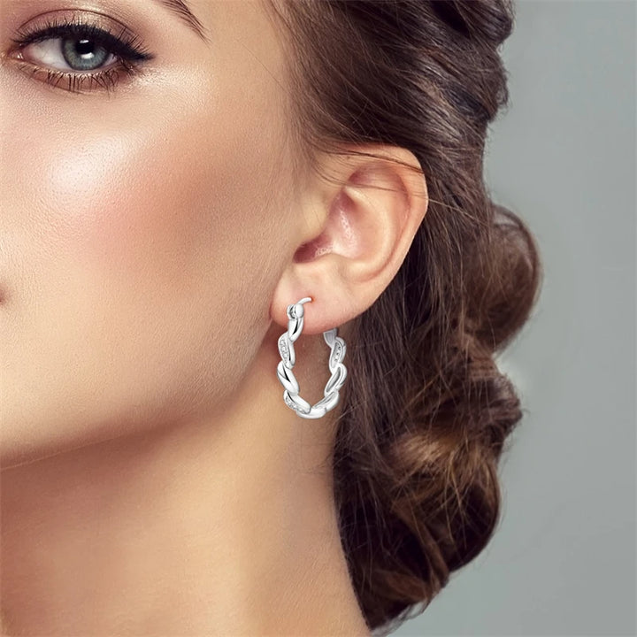 925 Sterling Silver Earring Round Shape Hoop Earrings Color Zircon Geometry Simple Jewelry Women Girl Evening Party Gifts
