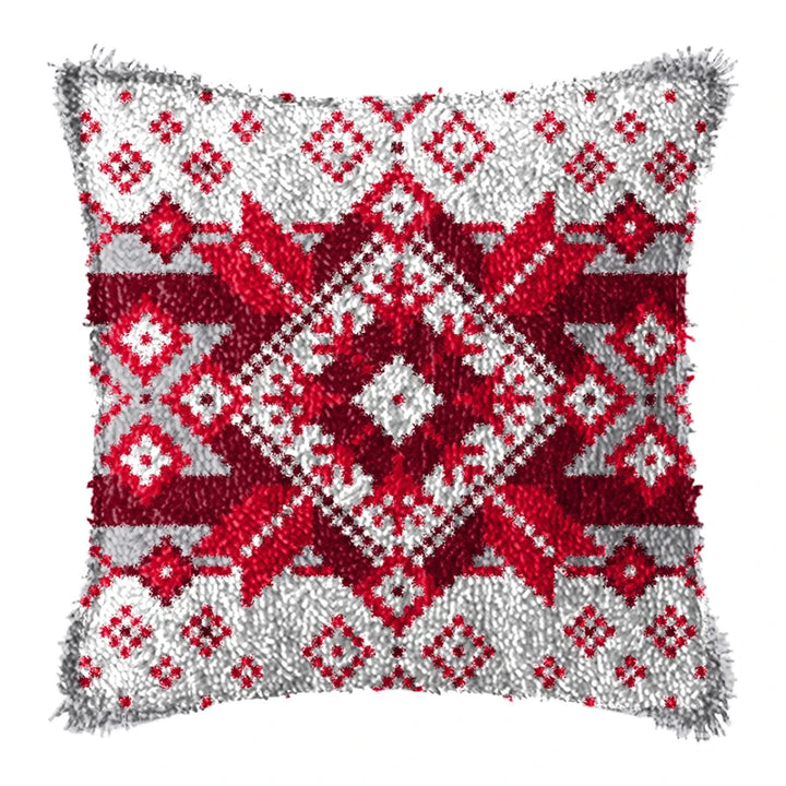 Christmas Vintage Classic Latch Hook Set Embroideried Latch Hook Kits Flower Latch Hook Pillow Button Pad Package Handmade Cross