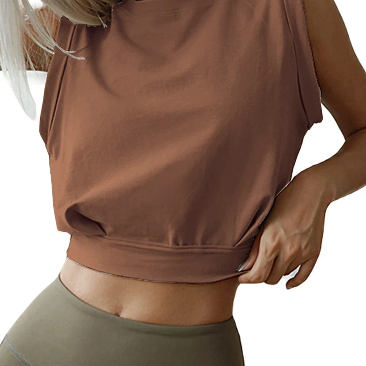 Crop Top Cotton Shirts for Women Cute Sleeveless Yoga Tops Running Gym Workout Shirts Casual Fitness Loose Female T-Shirt