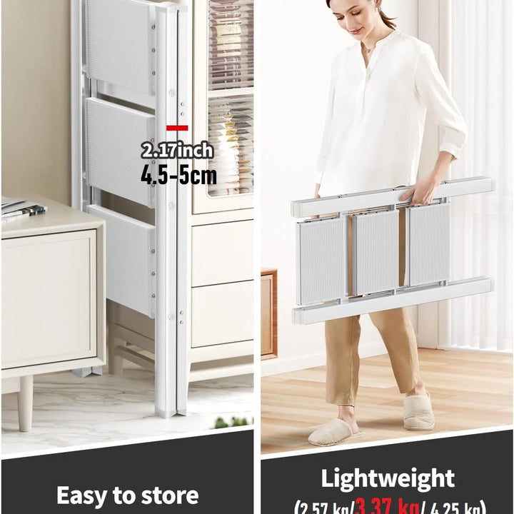 Aluminium 3-4 Step Ladder with Wide Steps Lightweight Folding Ladder Portable Slim Step Stool Safety Household Ladder Stepladder