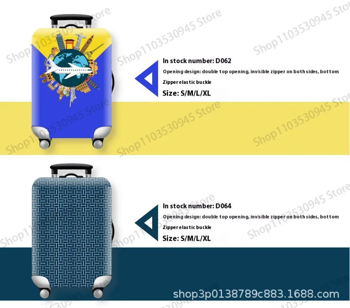 For18-32Inch Luggage Cover Elastic Suitcase Cover Full Body Print Suitcase Protective Case Suitcase Luggage Protector Dust Cover
