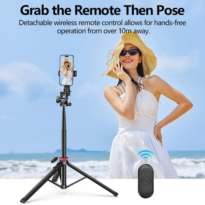 Ulanzi MT-78 Quick-Release Tripod with Cold Shoe Mount 1.85M Height with Flexible Ball Head for Selfie Vlogging Live Photograph