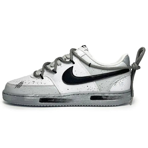 【Customize】Nike Court Borough Skateboarding Shoes Men Low-top Grey/white Sneakers shoes DH2987-101