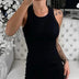 Women Solid Round Neck Ribbed Tank Top Camisole Women Summer Basic Elastic Tank Top O Neck Solid Tank Top