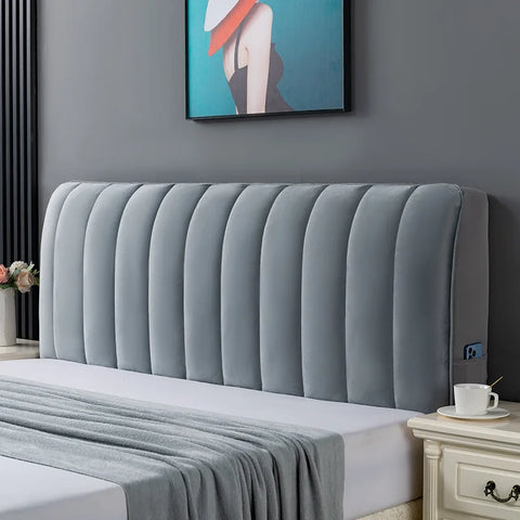 Soft Coral Fleece Quilted Bed Head Cover All-inclusive Thicken Velvet Headboard Cover Solid Color Pink Bed Back Protector Cover