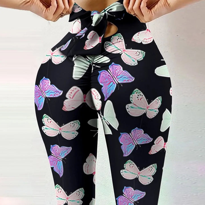 Peach Hip Lifting Sports Fitness Bow Yoga Leggings Internet Celebrity European and American Fashion Women Casual Leggings