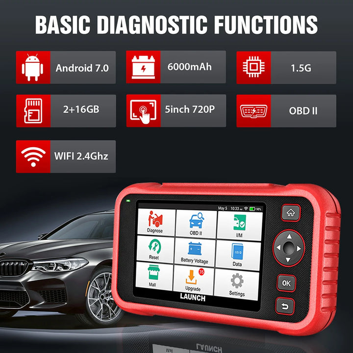 LAUNCH Official - X431 CRP123E PLUS Car Diagnostic Tools OBD OBD2 Full System Code Reader Scanner SAS OIL ETS Reset Free Update