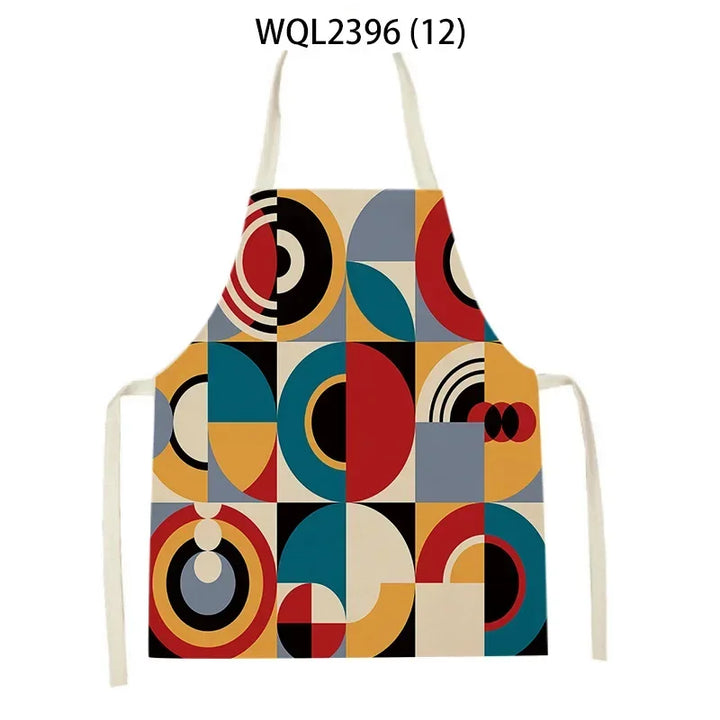 1 Piece Abstract Patchwork Home Kitchen Sleeveless Cleaning Halter Neck Apron Holiday Dinner Baking Cooking Accessories Bib