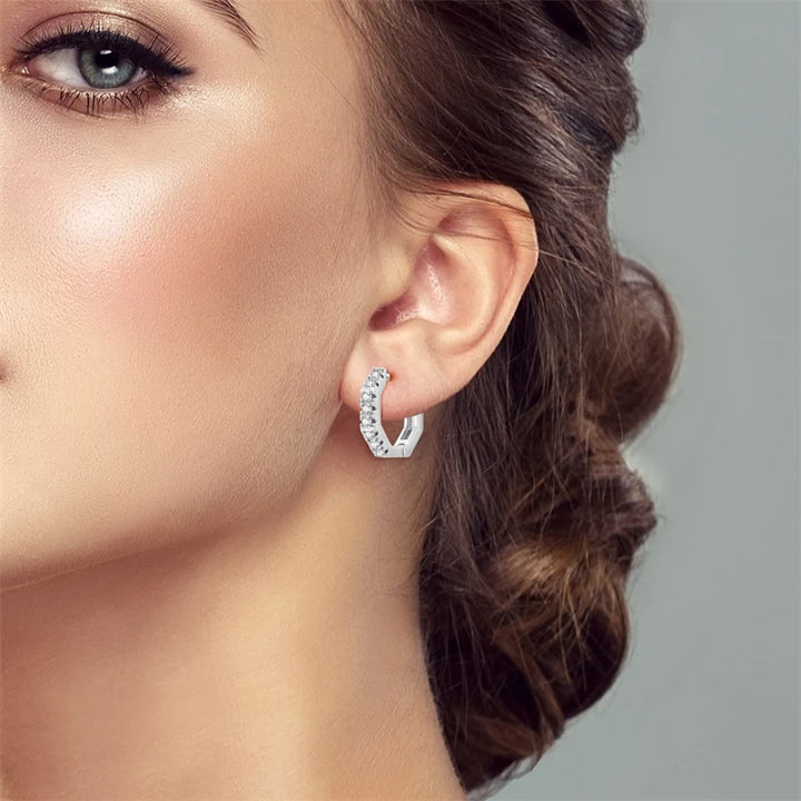925 Sterling Silver Earring Round Shape Hoop Earrings Color Zircon Geometry Simple Jewelry Women Girl Evening Party Gifts