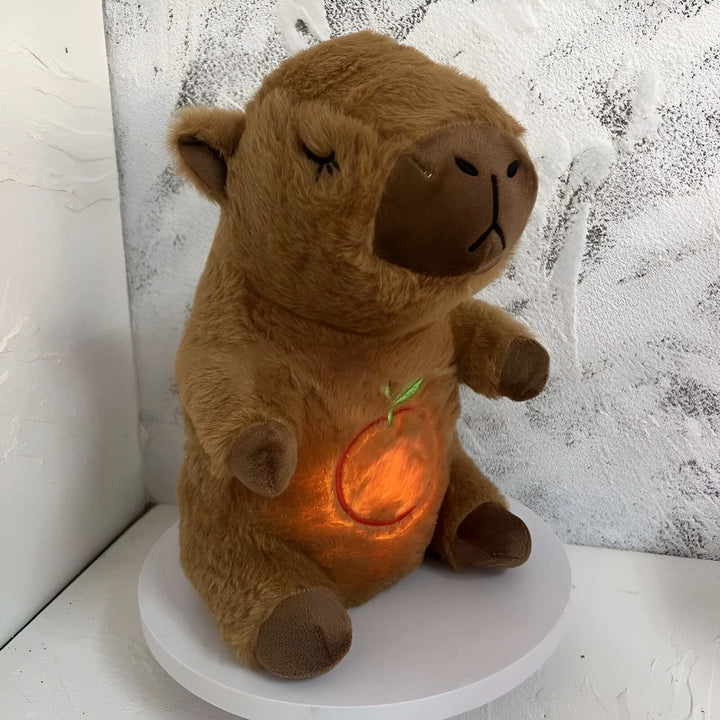 Stock soothing new breath light sound cute leering cat music early education doll stuffed animals