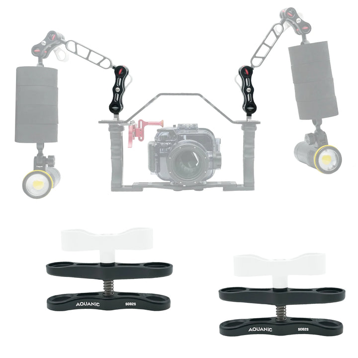 NiteScuba 2 Two Holes Clip Clamp Tripod Butterfly For Ball Head Mount Light Arm Bracket Connector Mount Adapter for Gopro Camera