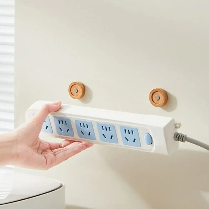 2Pcs Simple Wall Mounted Hooks Wooden Powerful Remote Control Invisible Hook Keys Fridge Stickers Storage Rack Home Organizer