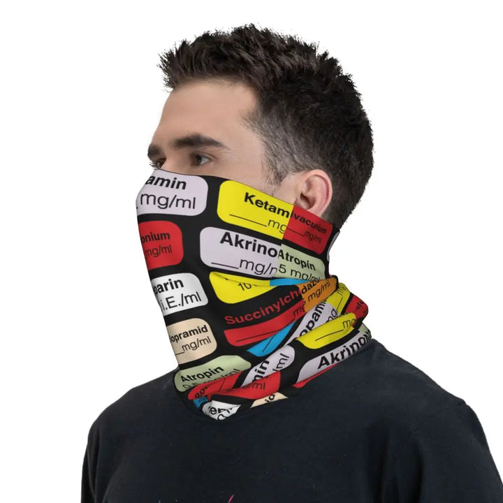 Custom Nursing Pattern Nurse Bandana Neck Gaiter for Ski Cycling Women Men Wrap Scarf Health Care Headband Warmer