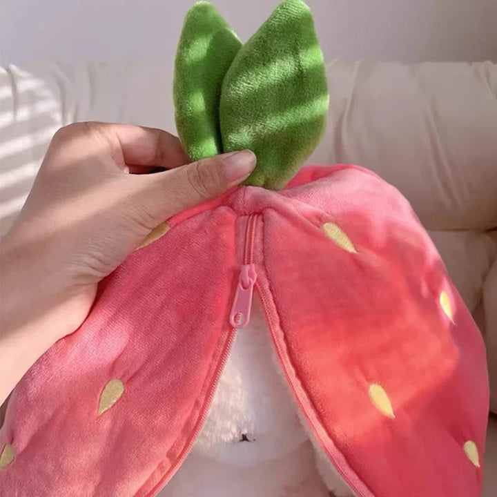 25cm Strawberry Cute Carrot Rabbit Plush Toy Stuffed Creative Into Fruit Transform Baby Cuddly Bunny Doll for Kid Birthday Gift
