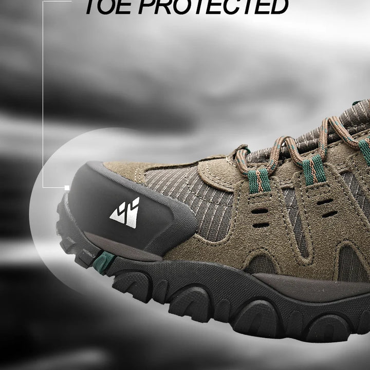 HIKEUP Men's Hiking Shoes Suede Leather Outdoor Shoes Wear-resistant Men Trekking Walking Hunting Tactical Sneakers