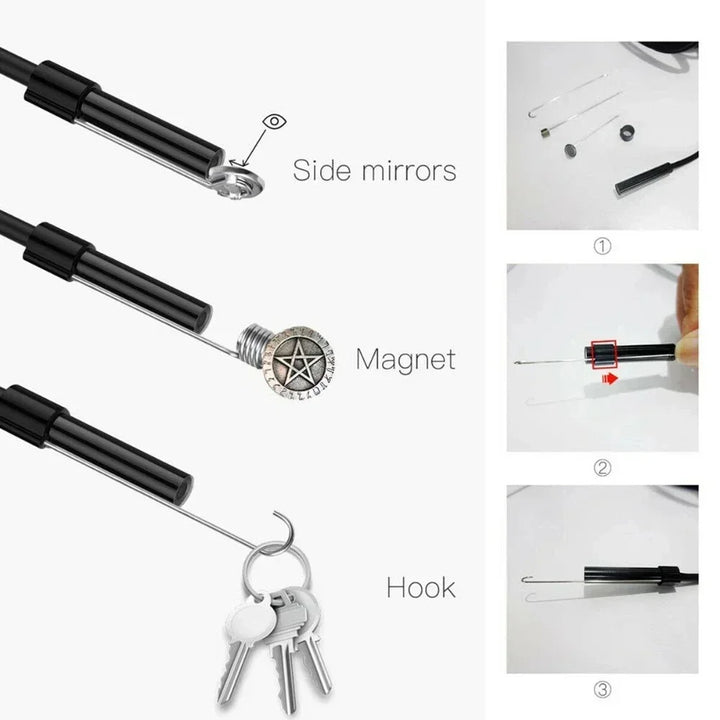 Inskam-mini câmera endoscópio 1080p, lente única e dupla 8mm, cabo rígido, à prova d'água, para inspeção de carro,