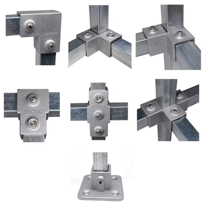 New Aluminum Alloy Square Tube Fixed Pipe Clamp Connector Accessories Aluminum Alloy Elbow Three-way Square