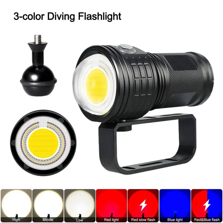 10000Lumens 27 LED Diving Flashlight Professional Underwater Photography Light Highlight Lamp 100M Waterproof Video Camera Torch