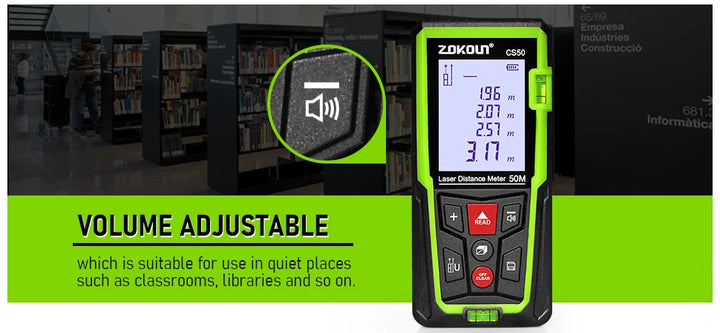 Zokoun shockproof 50/70/100m laser distance meter electronic ruler laser tape Area Volume Pythagorean digital rangefinder