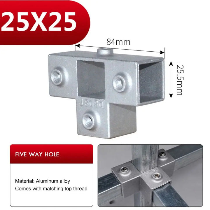 New Aluminum Alloy Square Tube Fixed Pipe Clamp Connector Accessories Aluminum Alloy Elbow Three-way Square