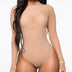 Bodysuits High Neck Bodycon Jumpsuit See Through Romper Black Beige NEW Sexy Mesh See Through Bodysuit Women Long Sleeve Sheer