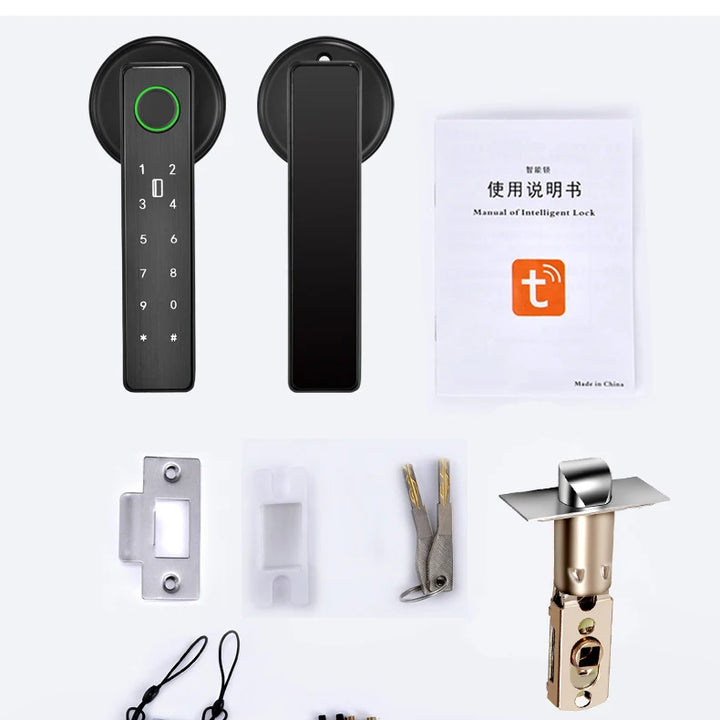 Tuya SmartLife APP WiFi Remote Control Smart Fingerprint Password RFID IC Card Lock Dead Bolt For Indoor Home Wooden Metal Door
