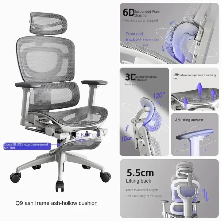 Comfortable Ergonomic Office Chair with Adjustable Height and Lumbar Support for Long Sitting Hours and Gaming