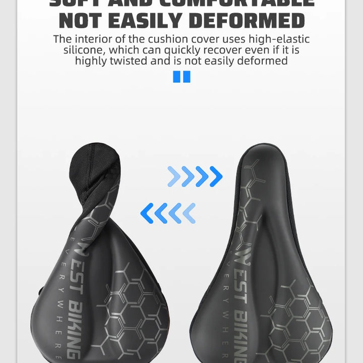 WEST BIKING Comfortable Bicycle Saddle Cover Breathable Rebound Silicone Foam Bike Seat Cover With Rain Cover Bike Accessories