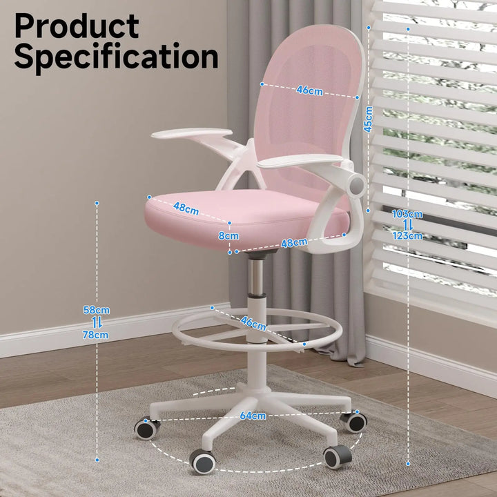 naspaluro Drafting Chair Tall Office Chair Ergonomic Desk Chair Swivel Painting Chair Adjustable Footrest Ring for Office Home