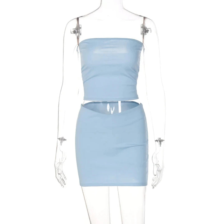 Dulzura Women 2025 Spring Tube Tops Mini Skirts Party Club Two Piece Matching Sets Vacation Outfits Wholesale Items For Business