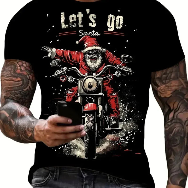Men's T Shirt Santa Claus Graphic Print Pullover Summer Casual Short Sleeve Tee Fashion Funny T-Shirts Male Oversized Clothing