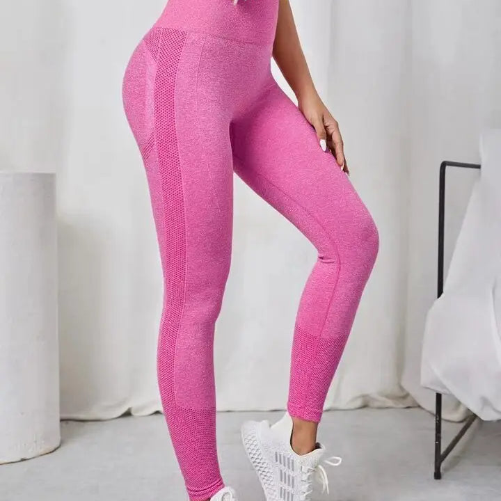 Women Seamless Solid Leggings Knit Slim Leggings High Waist Hip Liftting Fashion Elastic Fitness Yoga Tights Gym Workout Pants