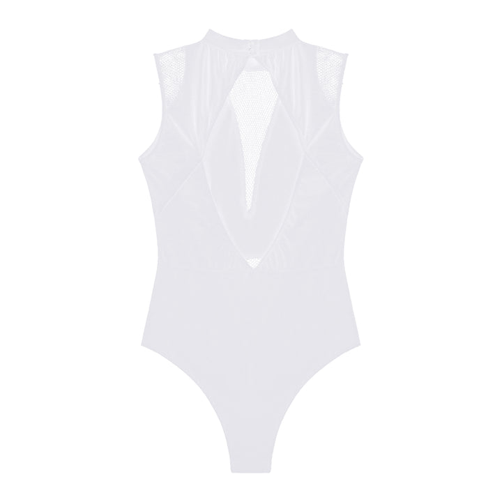 Ballet Dance Leotard Womens Adult Mesh Splice Gymnastics Bodysuit Dancewear One-Piece Backless Training Costume