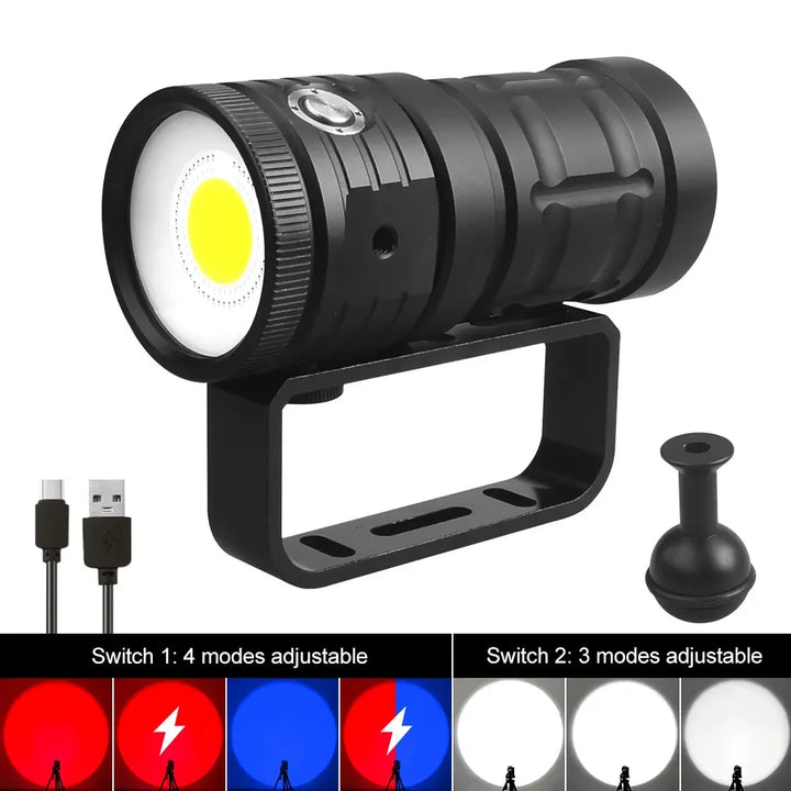10000Lumens 27 LED Diving Flashlight Professional Underwater Photography Light Highlight Lamp 100M Waterproof Video Camera Torch