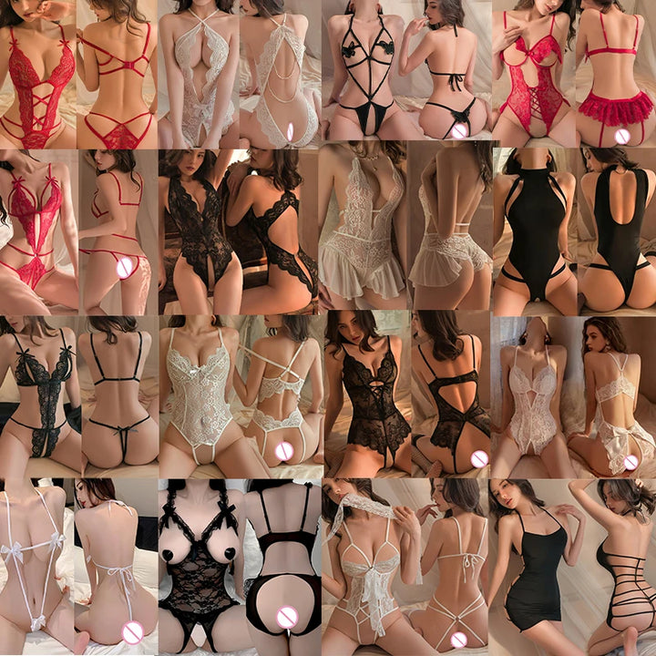 Hot Female Crotchless Lingerie For Sexy Uniforms Erotic Open Ass Babydoll Porn Outfit Women's Backless Onesie Pajama 18 Sex Shop