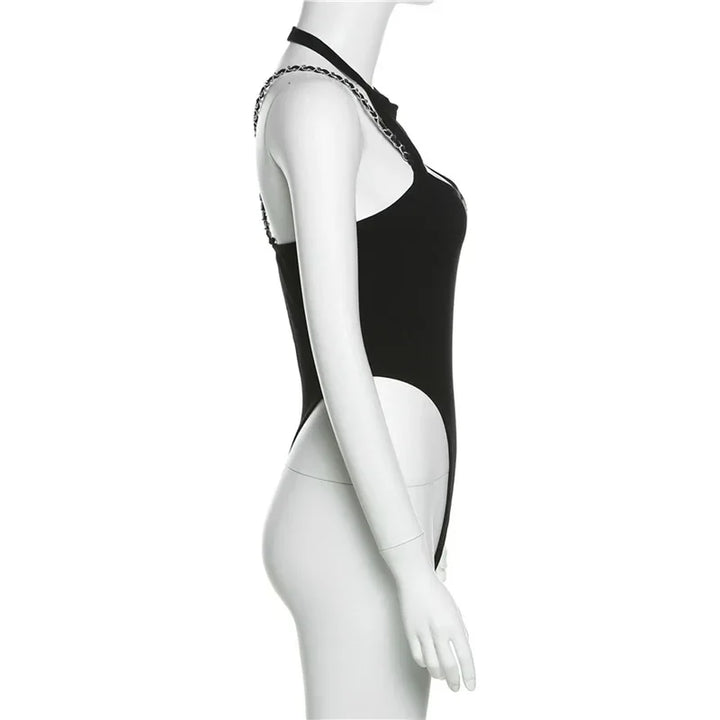 Hollow Out Sexy Bodysuit Lingerie Black Off Shoulder Bustier Hanging Neck Body Feminino Sleeveless Fashion Trends Women Clothing