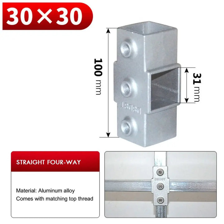 New Aluminum Alloy Square Tube Fixed Pipe Clamp Connector Accessories Aluminum Alloy Elbow Three-way Square