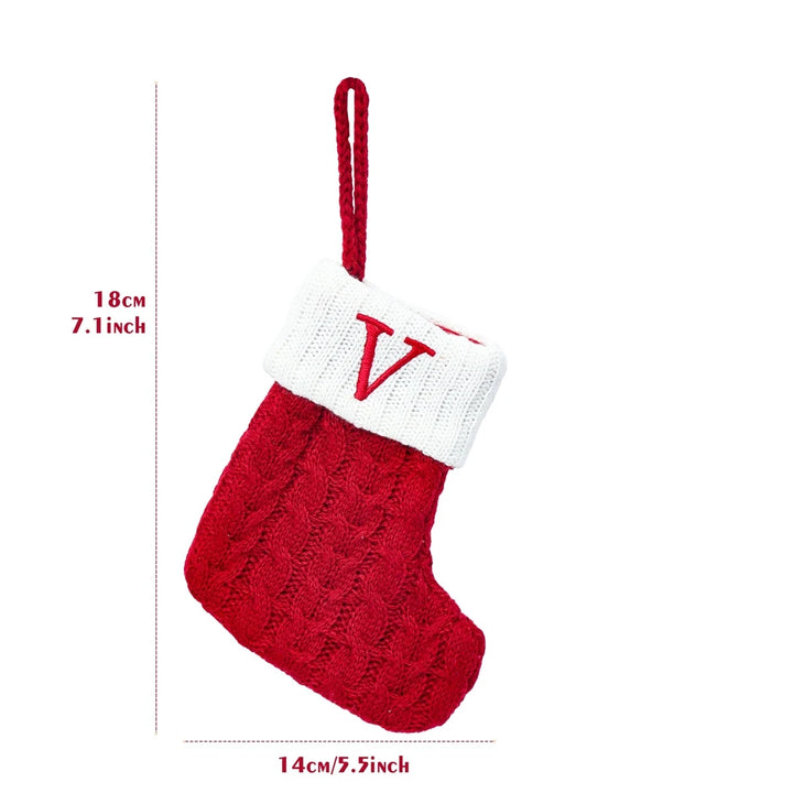 Xmas 2024 Decor Christmas Socks Knitting Snowflake Letter Stocking Christmas Tree Decoration Home 2025 New Year Ornament Gift