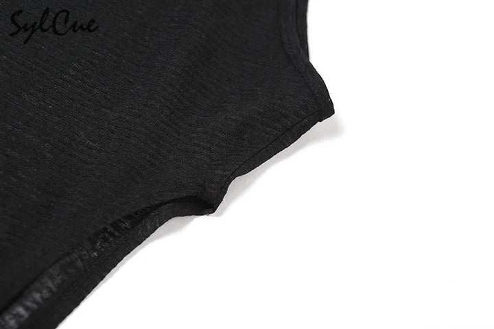 nibber 2024 Summer High Street Travel Cool Confident Black Mysterious Sexy Open Avant-garde Sexy Hot Cool Women's Hooded Dress