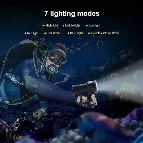 Camp Flashlight Underwater Flashlight IPX8 18000lm 500M Flashlight Waterproof Lamp Light Underwater Outdoor Camp Waterproof Lamp