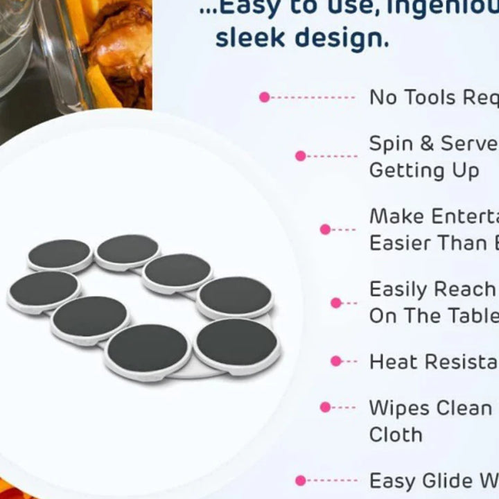 ~Y  2024 New Long Table Manual Rotating Plate Rack Elliptical Home Rotating Wheel Storage Detachable for Dining