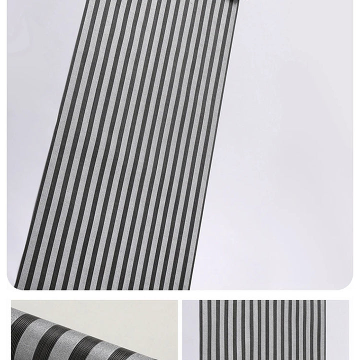 Modern Stripped Contact WallPaper Beige Creamy White Black Waterproof Bedroom Living Room Mural Classic Narrow Striped Wallpaper