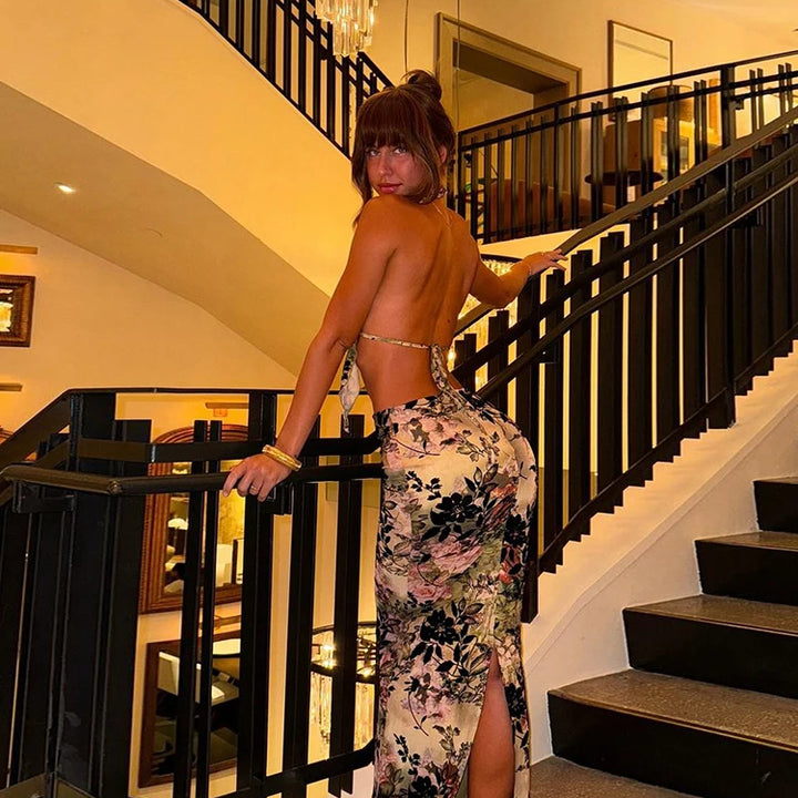 Sisterlinda Y2K Print Sexy 2 Piece Set Trend Coquette High Street Halter Crop Tanks+Matchig Skirts Mujer Attractive Party Suits